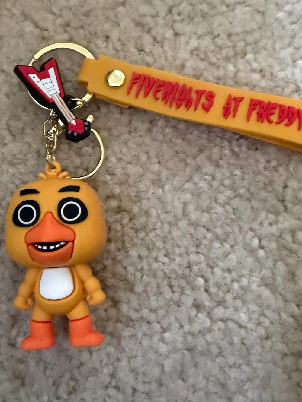 Yellow Silicone Bird Keychain Charm with Matching Strap